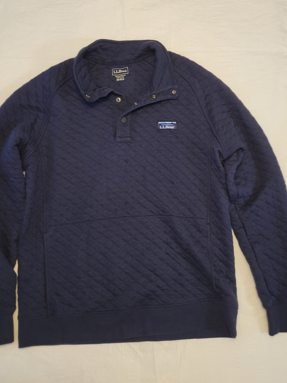 L.L. Bean Men's Navy Quilted Snap-Placket Pullover